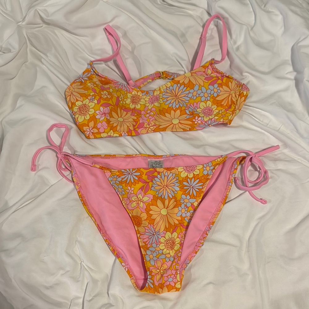 Floral Bikini Set in Pink and Orange